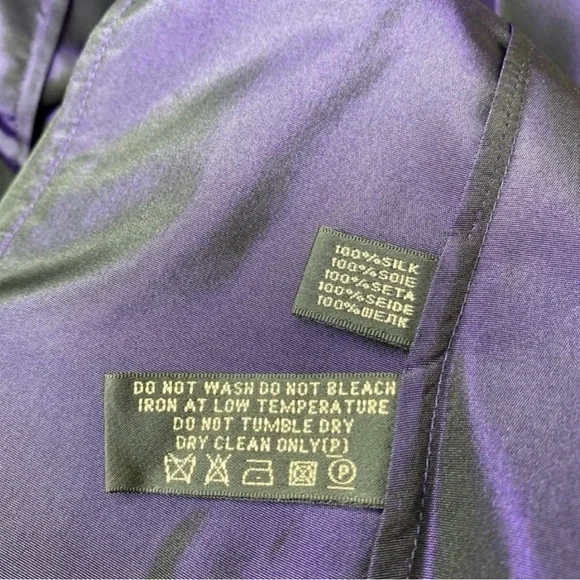 Ralph Lauren Black Label Purple Silk Taffeta Button-Up Blouse with Pouf sleeves - Picture 4 of 4